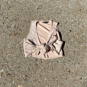 Shein sparkly pink tie-front crop top tank top